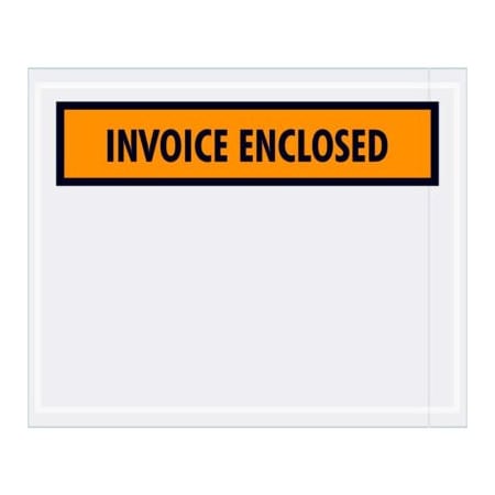 The Packaging Wholesalers Panel Face Envelopes, "Invoice Enclosed" Print, 5-1/2"L x 4-1/2"W, Orange, 1000/Pack ENVPQ13